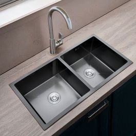 حوض مطبخ ستانلس ستيل 90×45 - أسود — مواد بناء